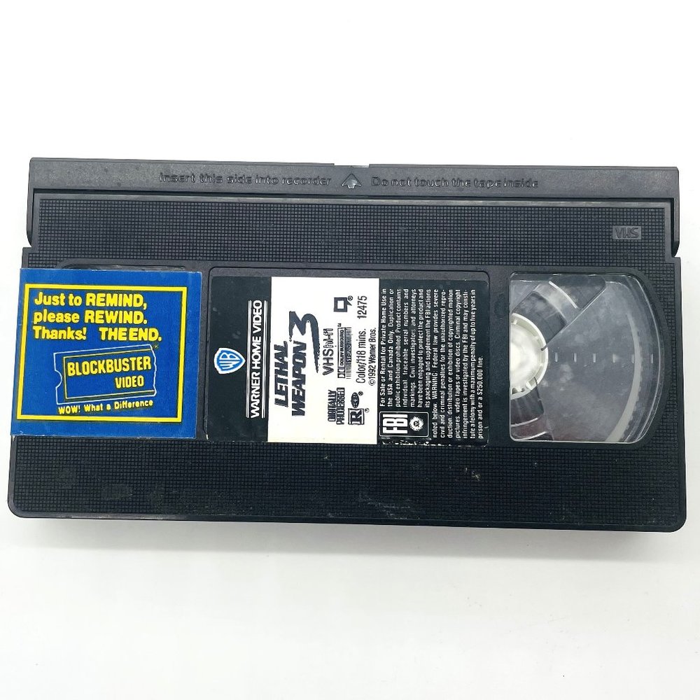 Vintage Lethal Weapon 3 VHS Movie Cassette Blockbuster Rental with Stickers